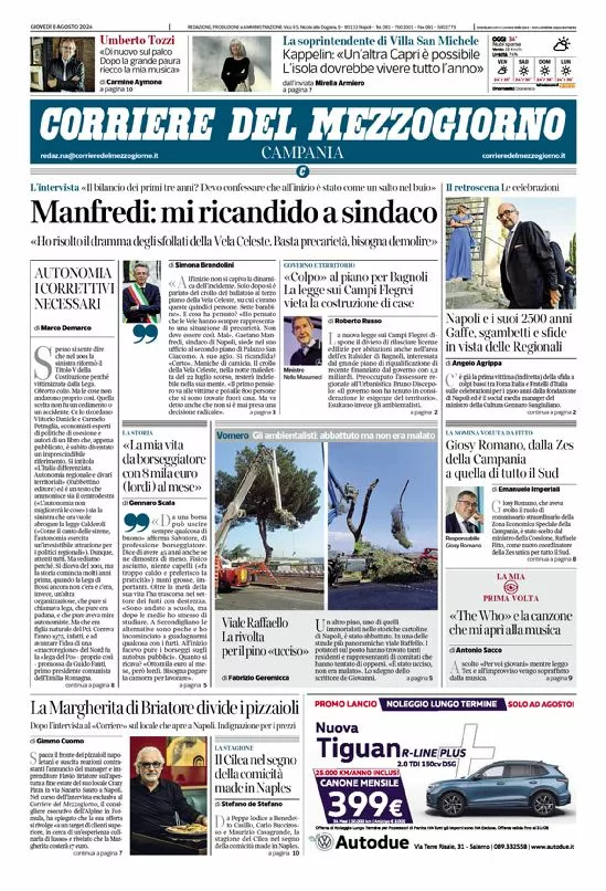 Prima-pagina-corriere del mezzogiorno-del-2024-08-08